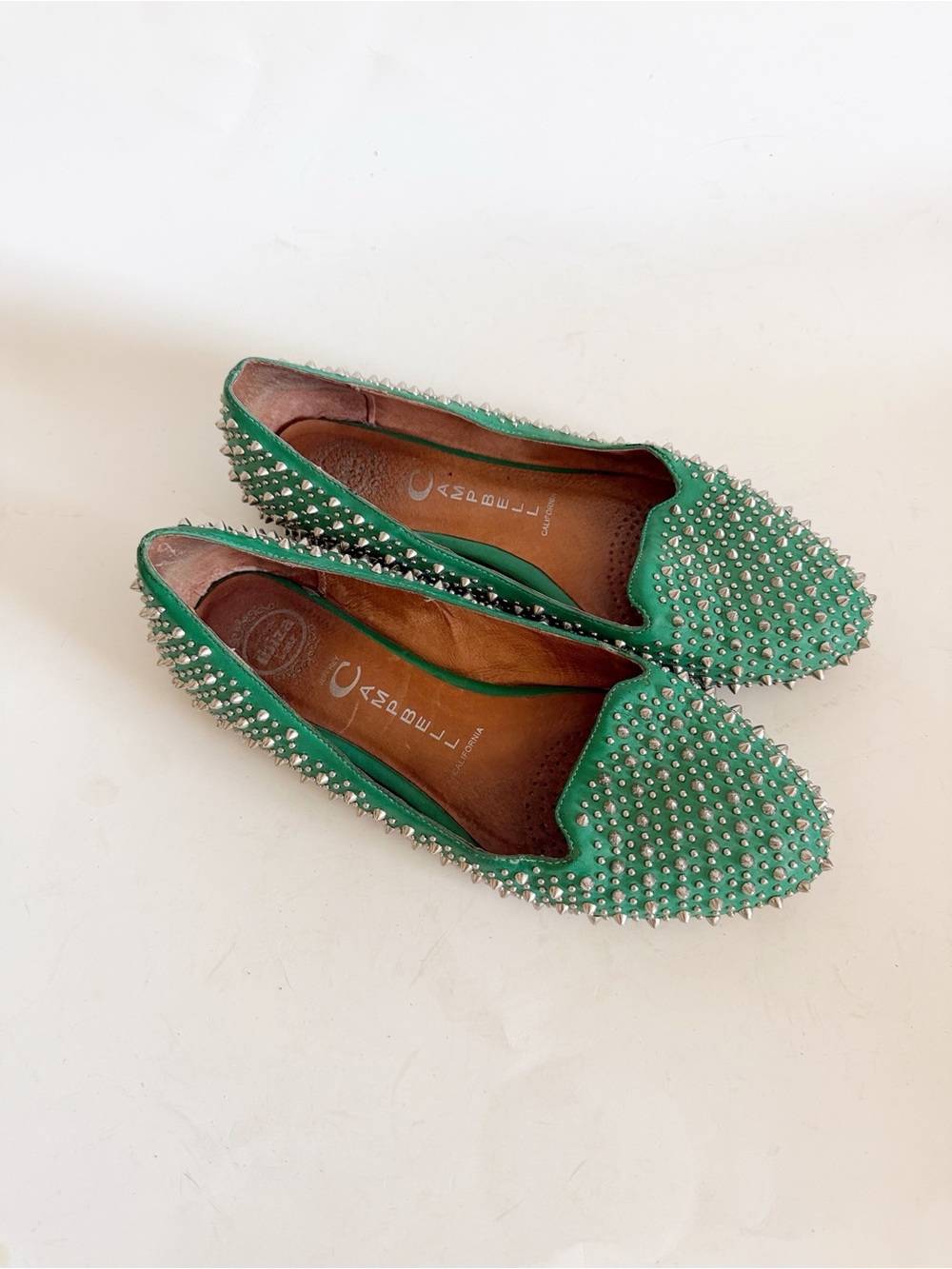 Jeffrey Campbell Green Studded Pointed Toe Flats - Picture 2 of 10